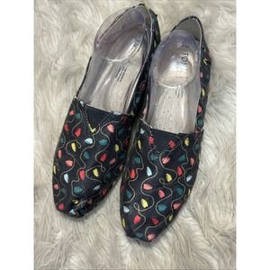 Toms Ladies 6.5 Belmont Christmas Tree Lights Holiday Bulbs Slip-on Shoes Flats